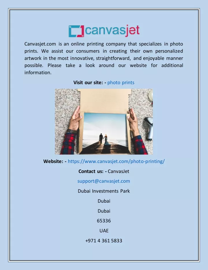canvasjet com is an online printing company that