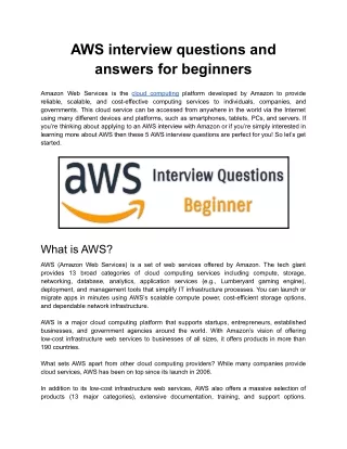 AWS interview questions and answers for beginners