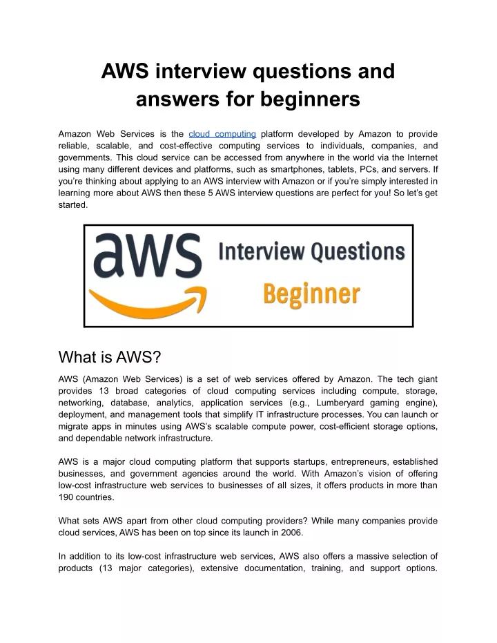 aws interview questions and answers for beginners