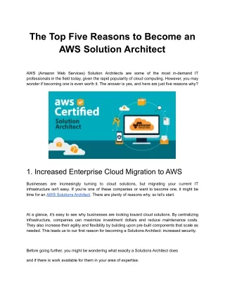 The Top Five Reasons to Become an AWS Solution Architect