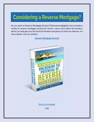 Reverse Mortgage Services  Reversemortgagelive.com