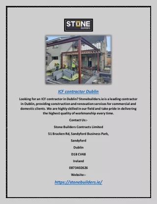 Icf Contractor Dublin | Stonebuilders.ie