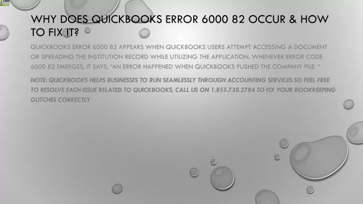 why does quickbooks error 6000 82 occur how to fix it