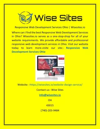 Responsive Web Development Services Ohio  Wisesites.io