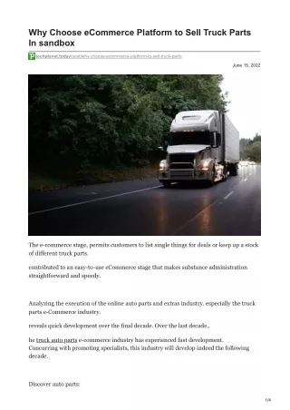 why choose ecommerce platform to sell truck parts