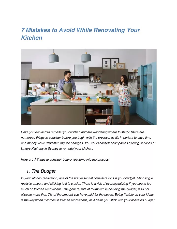 7 mistakes to avoid while renovating your kitchen