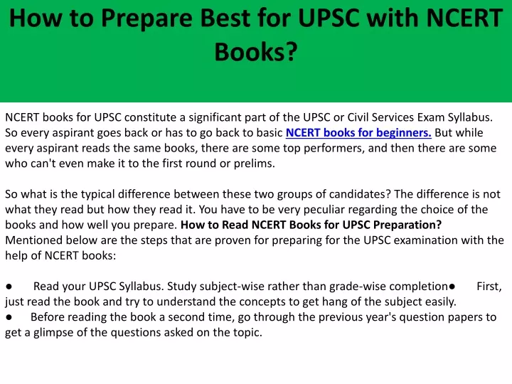 how to prepare best for upsc with ncert books