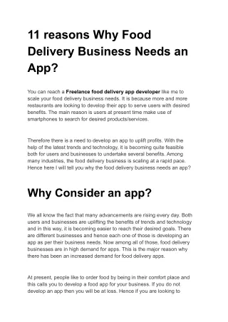 Why Does a Food Delivery Business Need an App 11 Reasons.