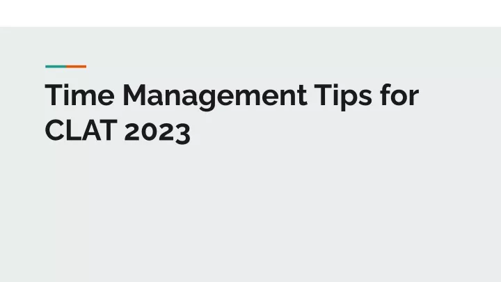 time management tips for clat 2023