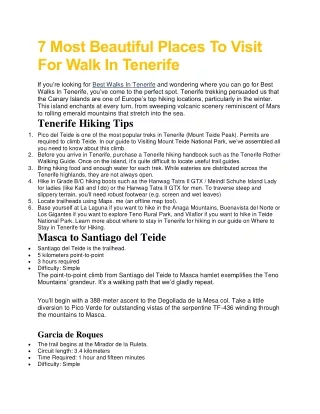 7 Most Beautiful Places To Visit For Walk In Tenerife