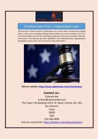 Criminal Law Firm | Cabanaslaw.com