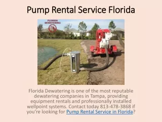 Pump Rental Service Florida