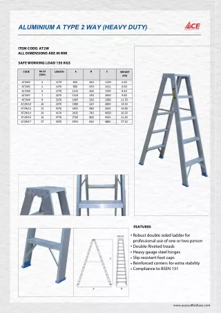 ALUMINIUM A TYPE DOUBLE SIDED STEP LADDER - LEAFLET