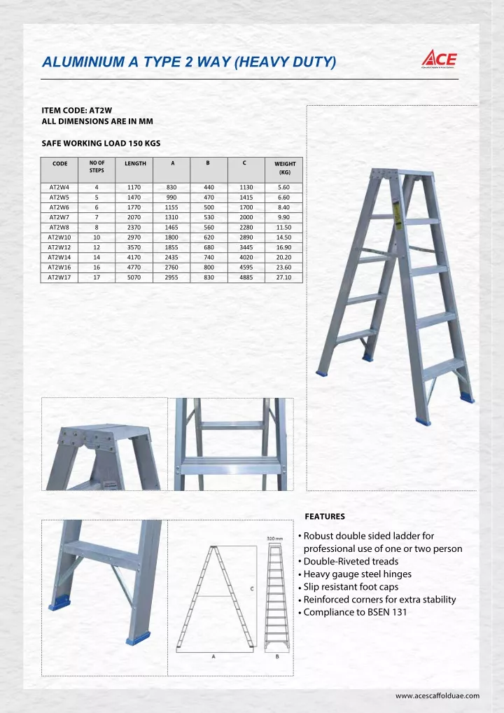 aluminium a type 2 way heavy duty