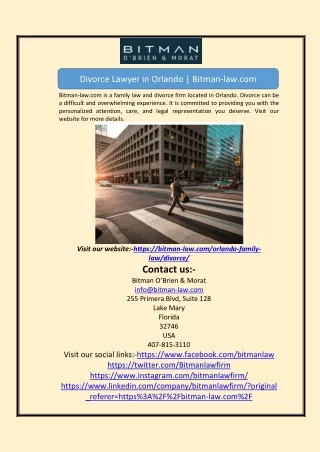 Divorce Lawyer in Orlando | Bitman-law.com