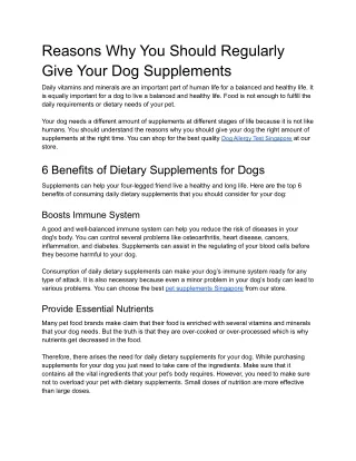 Reasons Why You Should Regularly Give Your Dog Supplements