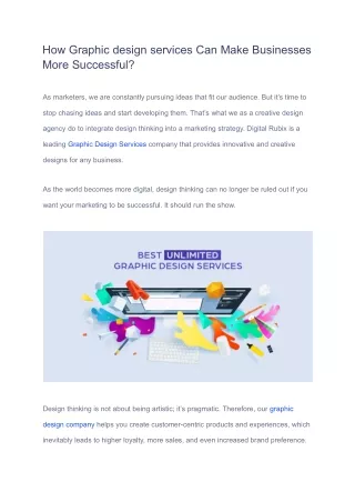 How Graphic design services Can Make Businesses More Successful