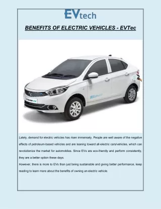 BENEFITS OF ELECTRIC VEHICLES - EVTec