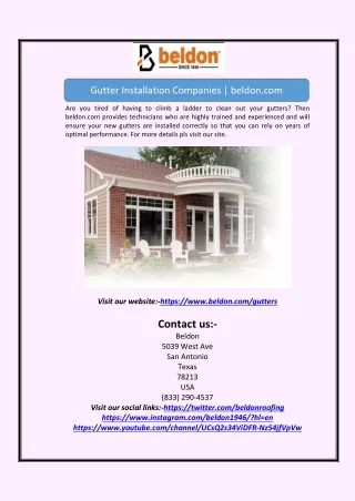 Gutter Installation Companies | beldon.com