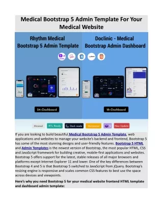 medical bootstrap 5 admin template for your