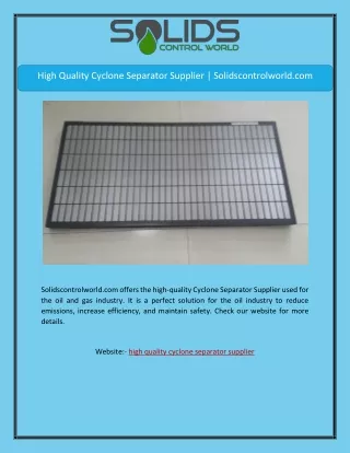 high quality cyclone separator supplier
