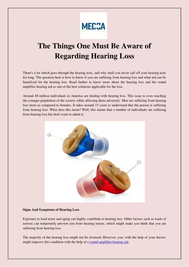 the things one must be aware of regarding hearing