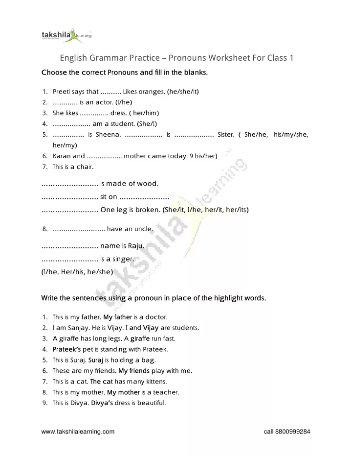 english grammar practice pronouns worksheet