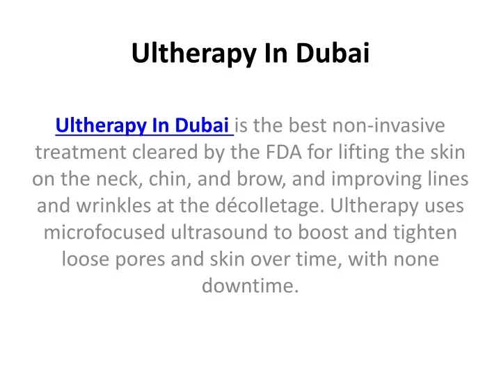 ultherapy in dubai