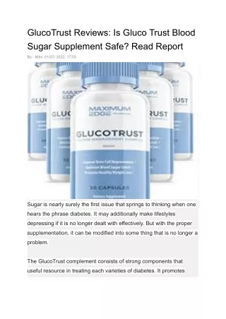 GlucoTrust Reviews_ Is Gluco Trust Blood Sugar Supplement Safe