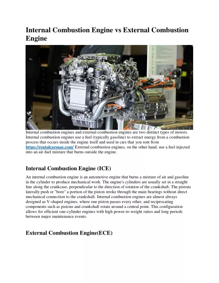 internal combustion engine vs external combustion