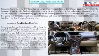 Benefits Of Using Wood Grain Dash Kits - Dash Kit Specialist