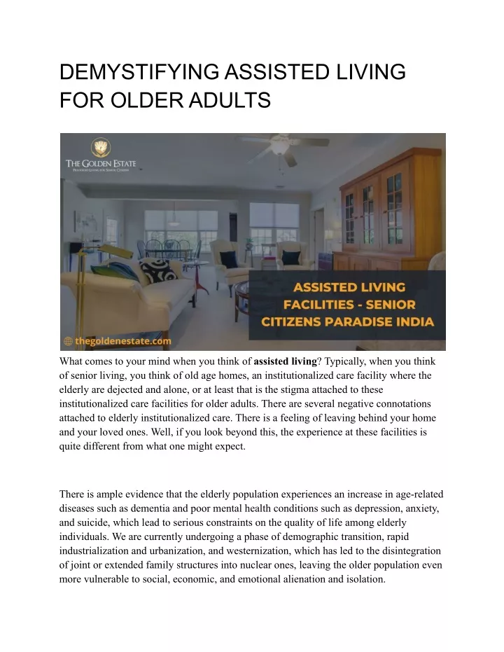 demystifying assisted living for older adults