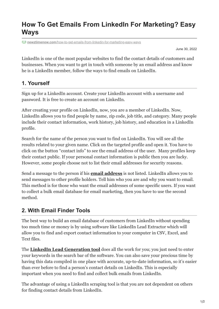 how to get emails from linkedin for marketing