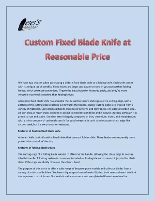we have two choices when purchasing a knife