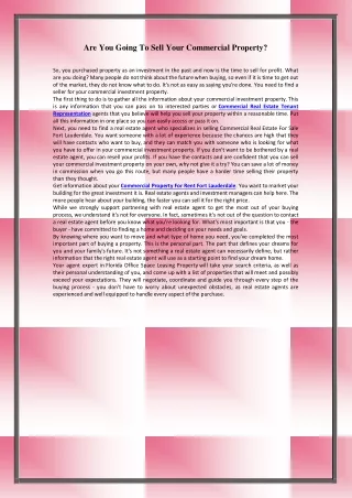 Are You Going To Sell Your Commercial Property