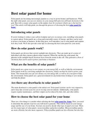 best solar panel for home