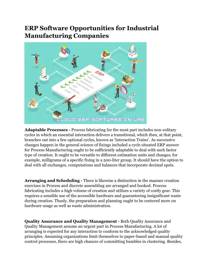 erp software opportunities for industrial