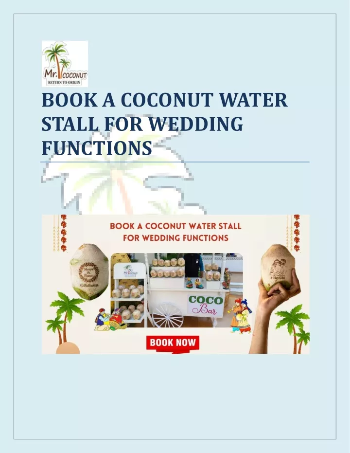 book a coconut water stall for wedding functions