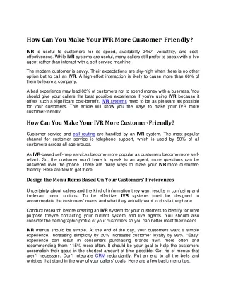 how can you make your ivr more customer friendly