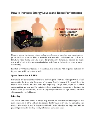 how to increase energy levels and boost