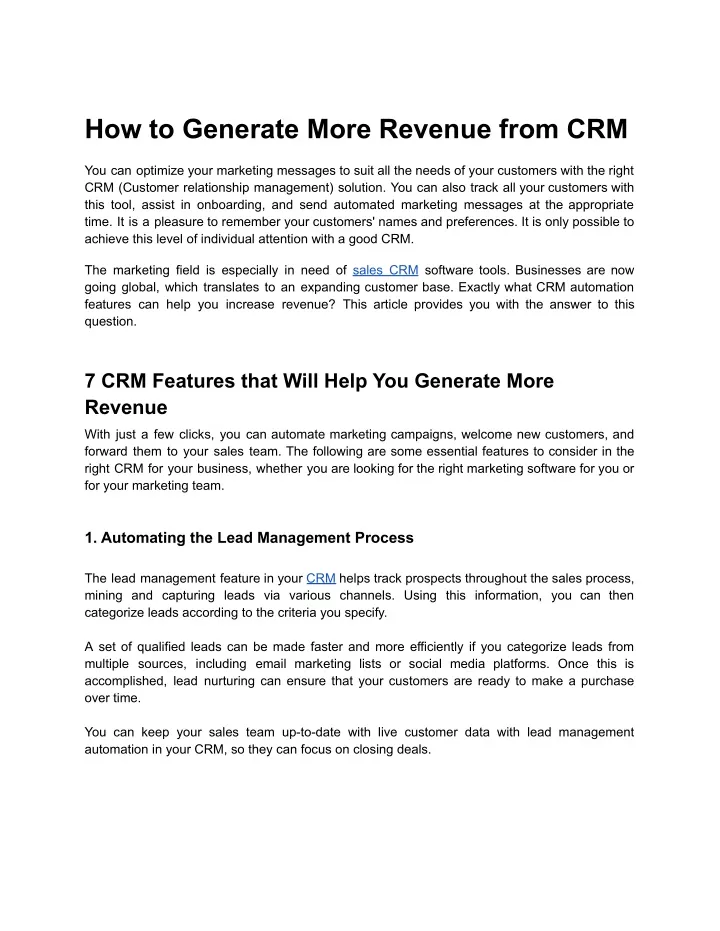 how to generate more revenue from crm