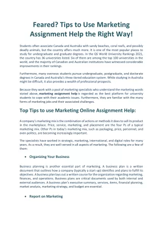 feared tips to use marketing assignment help