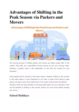 advantages of shifting in the peak season
