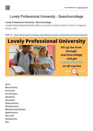 Lovely Professional University - Searchurcollege