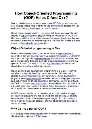 How Object-Oriented Programming (OOP) Helps C And C