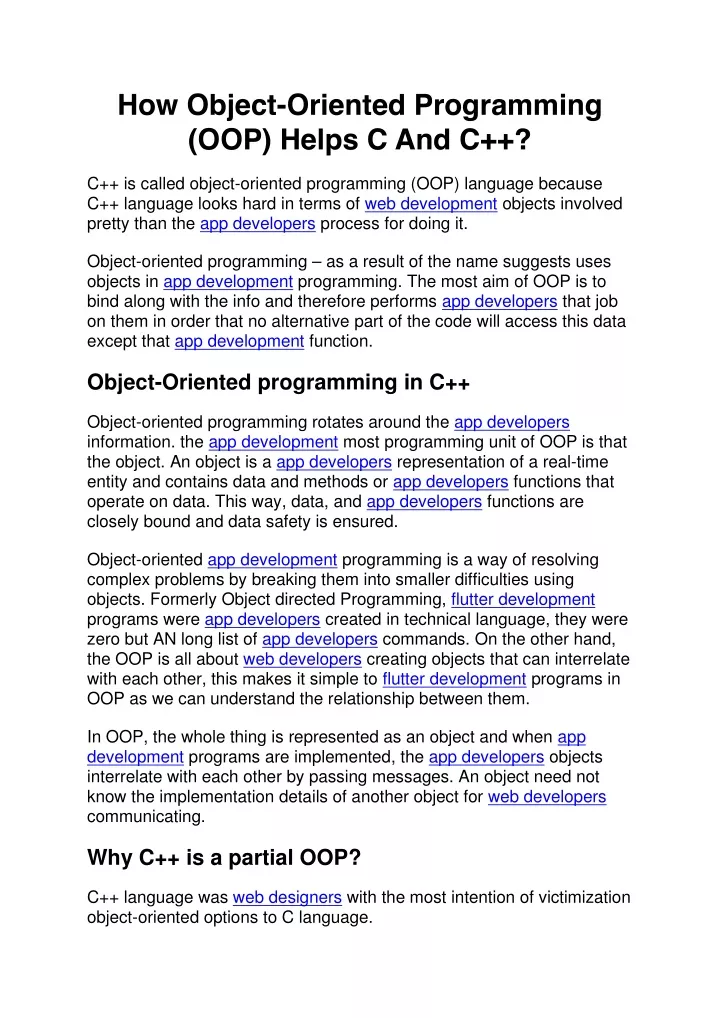 how object oriented programming oop helps c and c