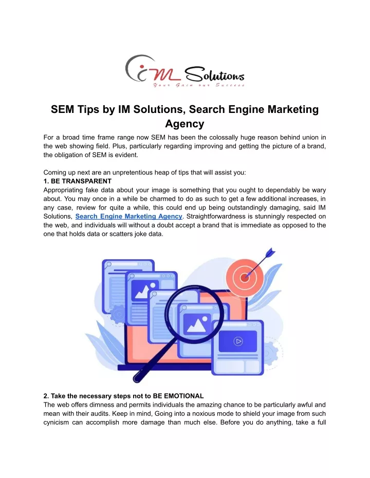 sem tips by im solutions search engine marketing