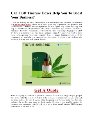 Can CBD Tincture Boxes Help You To Boost Your Business