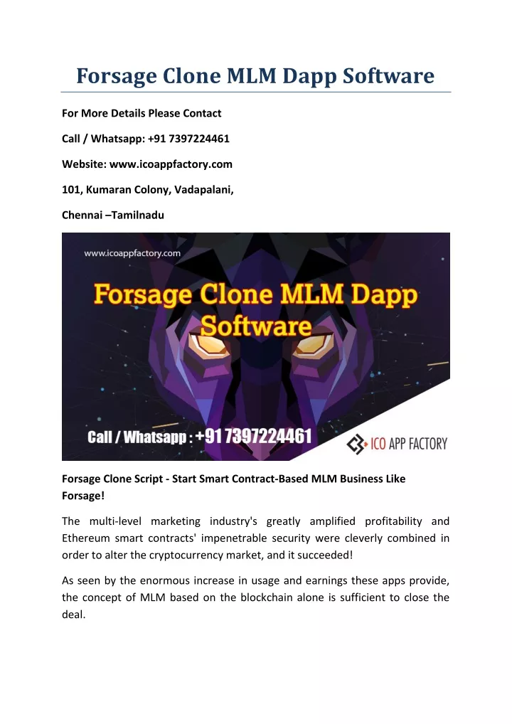 forsage clone mlm dapp software