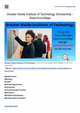 Greater Noida Institute of Technology Scholarship - Searchurcollege